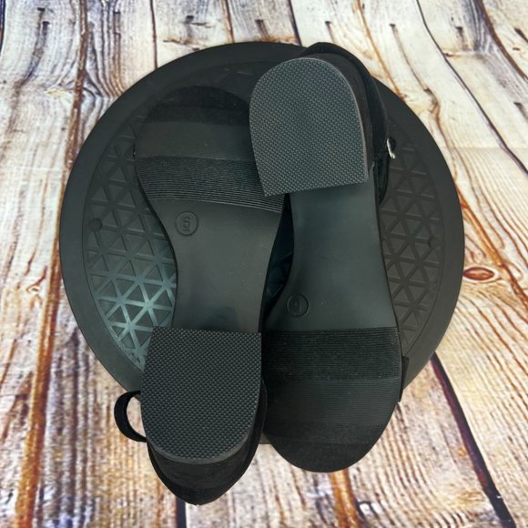 Madden Girl Solid Black Open Toe Adjustable Ankle Strap Block High Heels 6 M - Picture 6 of 9